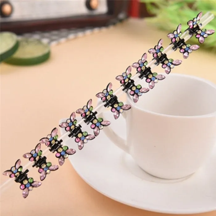 Small crystal butterflies - hair clips - 12 piecesHair clips