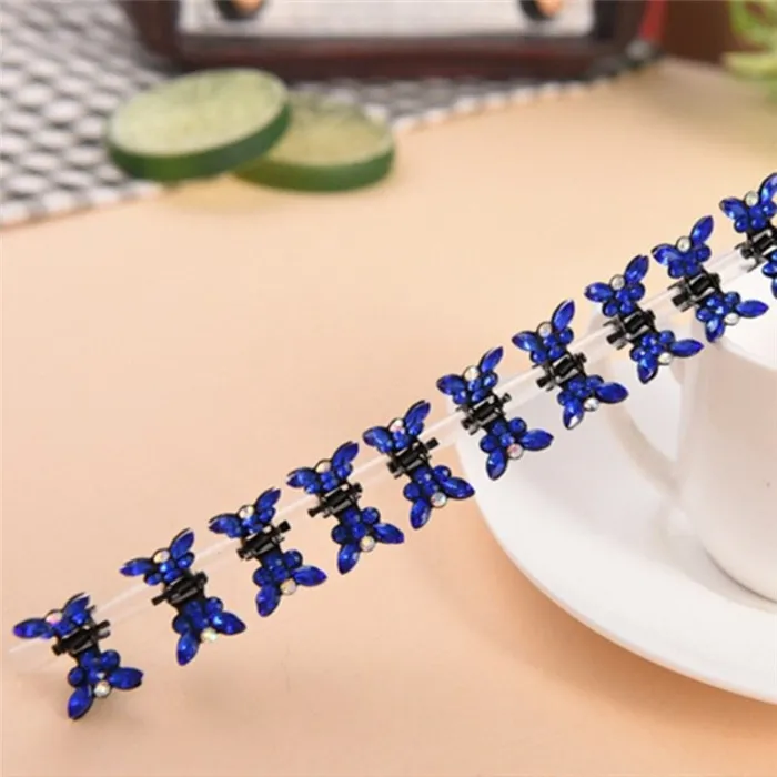 Small crystal butterflies - hair clips - 12 piecesHair clips
