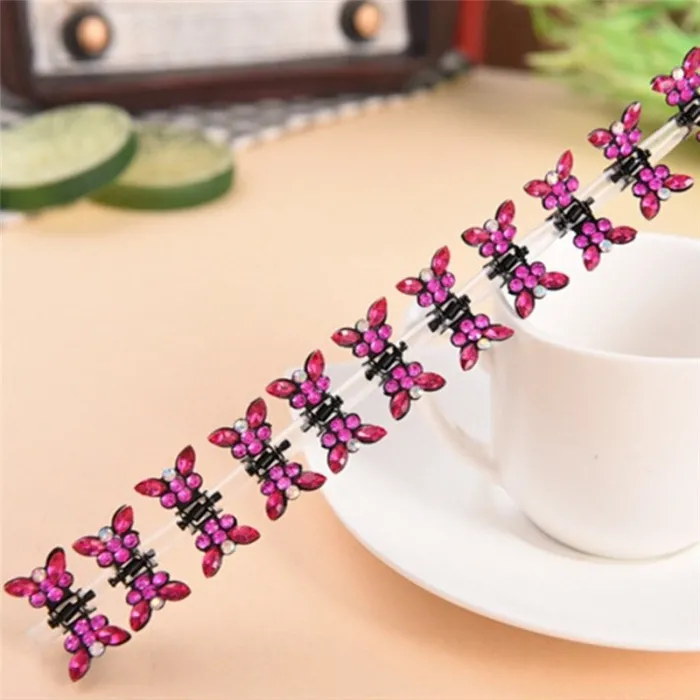 Piccole farfalle di cristallo - clip per capelli - 12 pezzi
