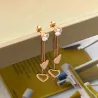 Kristall & hjärtan - dubbla tassel - rosa rosa guld långa örhängen