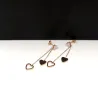 Kristall & hjärtan - dubbla tassel - rosa rosa guld långa örhängen