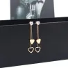 Kristall & hjärtan - dubbla tassel - rosa rosa guld långa örhängen