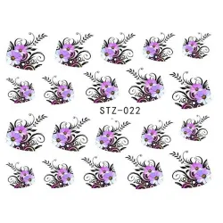 Autocollants d'art - transfert d'eau - fleurs violettes