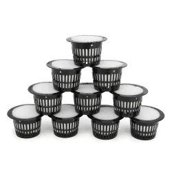 JardínMesh pot - cesta - para planta de sistema hidropónico / cultivo vegetal - con inserción de espuma - 10 piezas