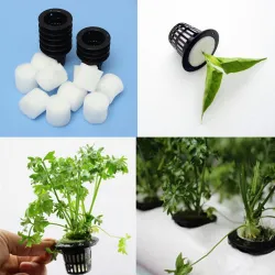 Mesh pot - korg - för hydroponisk systemväxt / grönsaker växer - med skum insats - 10 bitar