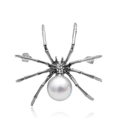 White spider with pearl - elegant brooch