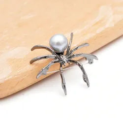 White spider with pearl - elegant brooch