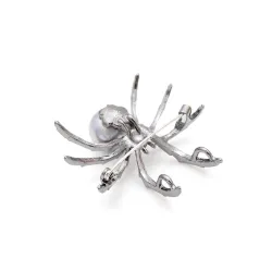 White spider with pearl - elegant brooch