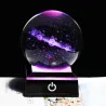 globo 3D com 8 planetas - bola de cristal com base - laser gravado - luz de noite LED - 8cm