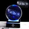 3D wereldbol met 8 planeten - kristallen bol met voet - lasergravure - Led nachtlampje - 8cmDecoratie