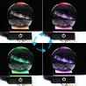 3D globe with 8 planets - crystal ball with base - laser engraved - LED night light - 8cm