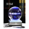 3D wereldbol met 8 planeten - kristallen bol met voet - lasergravure - Led nachtlampje - 8cmDecoratie