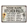 Vintage Blumen - Gartenregeln - Metallschild - Plakat