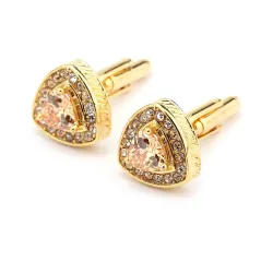 Cufflinks elegantes com triângulos de cristal