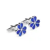 Bougies en argent - fleurs en émail bleu