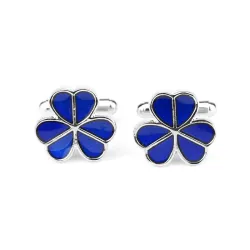 Bougies en argent - fleurs en émail bleu