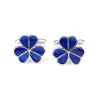 Silver cufflinks - sininen enamel kukkii
