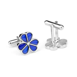 Bougies en argent - fleurs en émail bleu