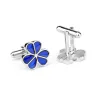 Bougies en argent - fleurs en émail bleu