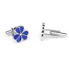 Bougies en argent - fleurs en émail bleu