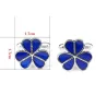 Silver cufflinks - blue enamel flowers
