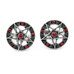 Antiikki cufflinks - pentagram & kristallit