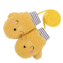Guanti peluche caldi per bambini - un dito - con corda - design degli animali