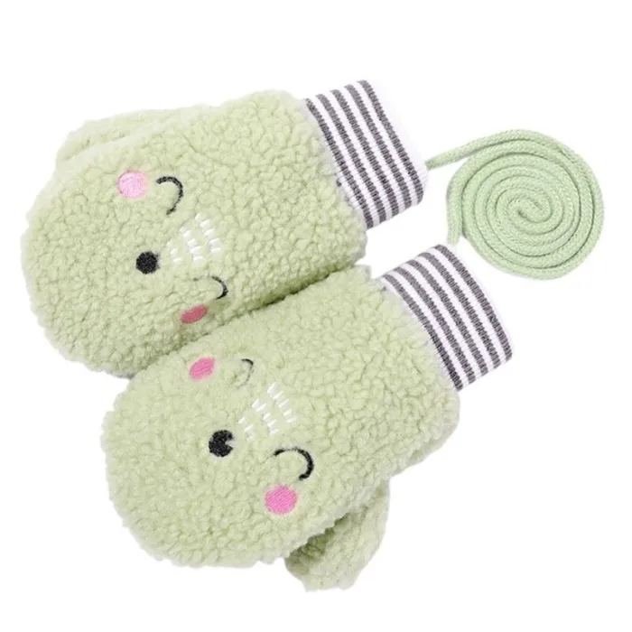 Guanti peluche caldi per bambini - un dito - con corda - design degli animali