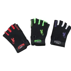 Sporthandskar - non-slip - halv finger - med skorpionsmönster - unisex