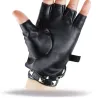 Half finger leather gloves - with rivets & buckle - Rock / Punk styleGloves