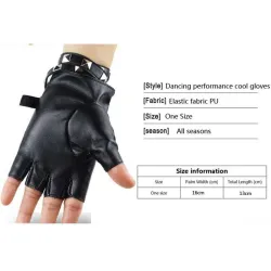 Half finger leather gloves - with rivets & buckle - Rock / Punk styleGloves