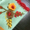 Gants d'hiver tricotés - demi-finger design - avec une broderie fleurie