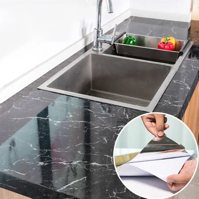 CocinaModerna pegatina de muebles de cocina - cinta adhesiva - impermeable - prueba de aceite - patrón de mármol