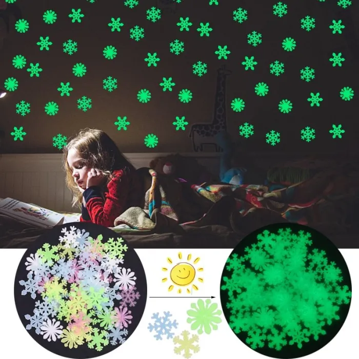 Luminous Christmas lumihiutaleet - seinä tarra - 50 kappaletta