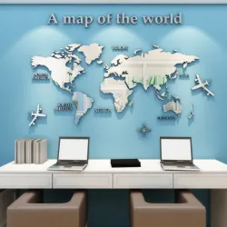 Pegatinas de paredMapa del mundo 3D - pegatina de pared acrílica