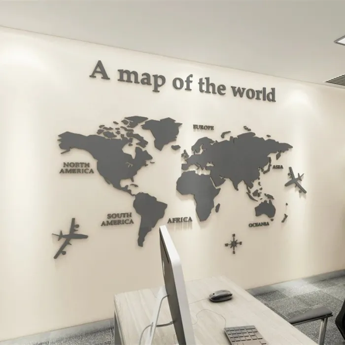 Pegatinas de paredMapa del mundo 3D - pegatina de pared acrílica