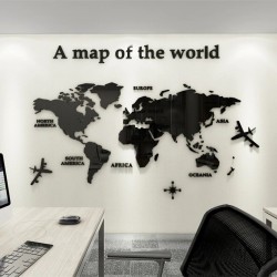Mapa mundial 3D - adesivo de parede acrílica
