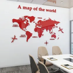 3D world map - acrylic wall sticker