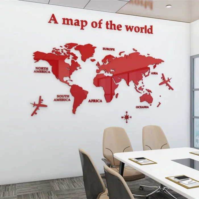 Pegatinas de paredMapa del mundo 3D - pegatina de pared acrílica