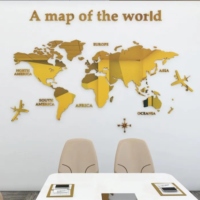 Pegatinas de paredMapa del mundo 3D - pegatina de pared acrílica
