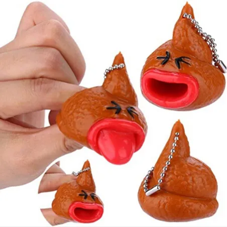 Funny squishy poop - pop out tongue - keychain