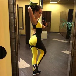 Sports Jumpsuit - naisten urheiluvaatteet Keltainen