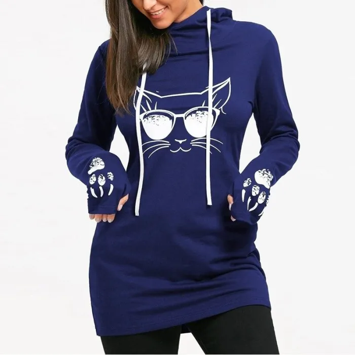 Harajuku Cat - Painettu Hoodies