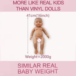 Realistisk nyfödd - baby flicka - mjuk silikon docka - 41cm - 2000g