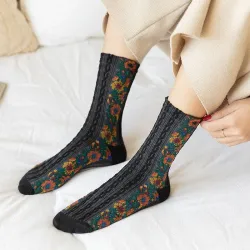Embroidery Flower Socks - Ethnic Style - Kvinnor
