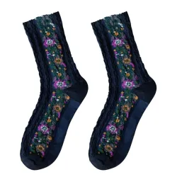 Embroidery Flower Socks - Ethnic StyleDames mode