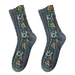 Embroidery Flower Socks - Ethnic StyleDames mode