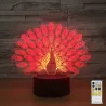 Lâmpada de pavão - Colorido - Luz 3D - Controle Remoto