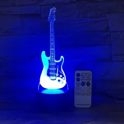 Remote Guitar Night Light - 3D - Lampe LED - 7 Couleurs