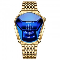 Luksusowy zegarek kwarcowy - wodoodporny - geometryczny kształt - złoty - srebrnyZegarki